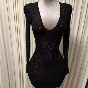 Sheer Studded Long Sleeve Dress